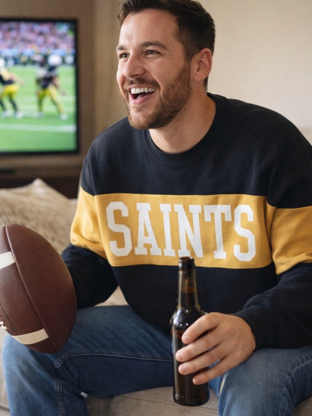🏈47 Brand Black and Gold Saints Crewneck Sweatshirt
